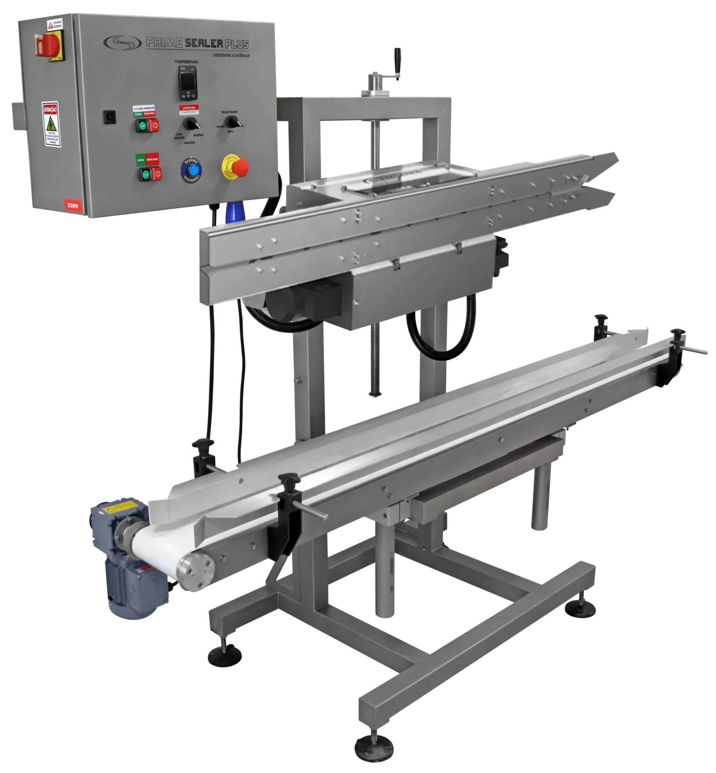 Seladora Térmica Contínua em INOX e esteira inferior TECMAES