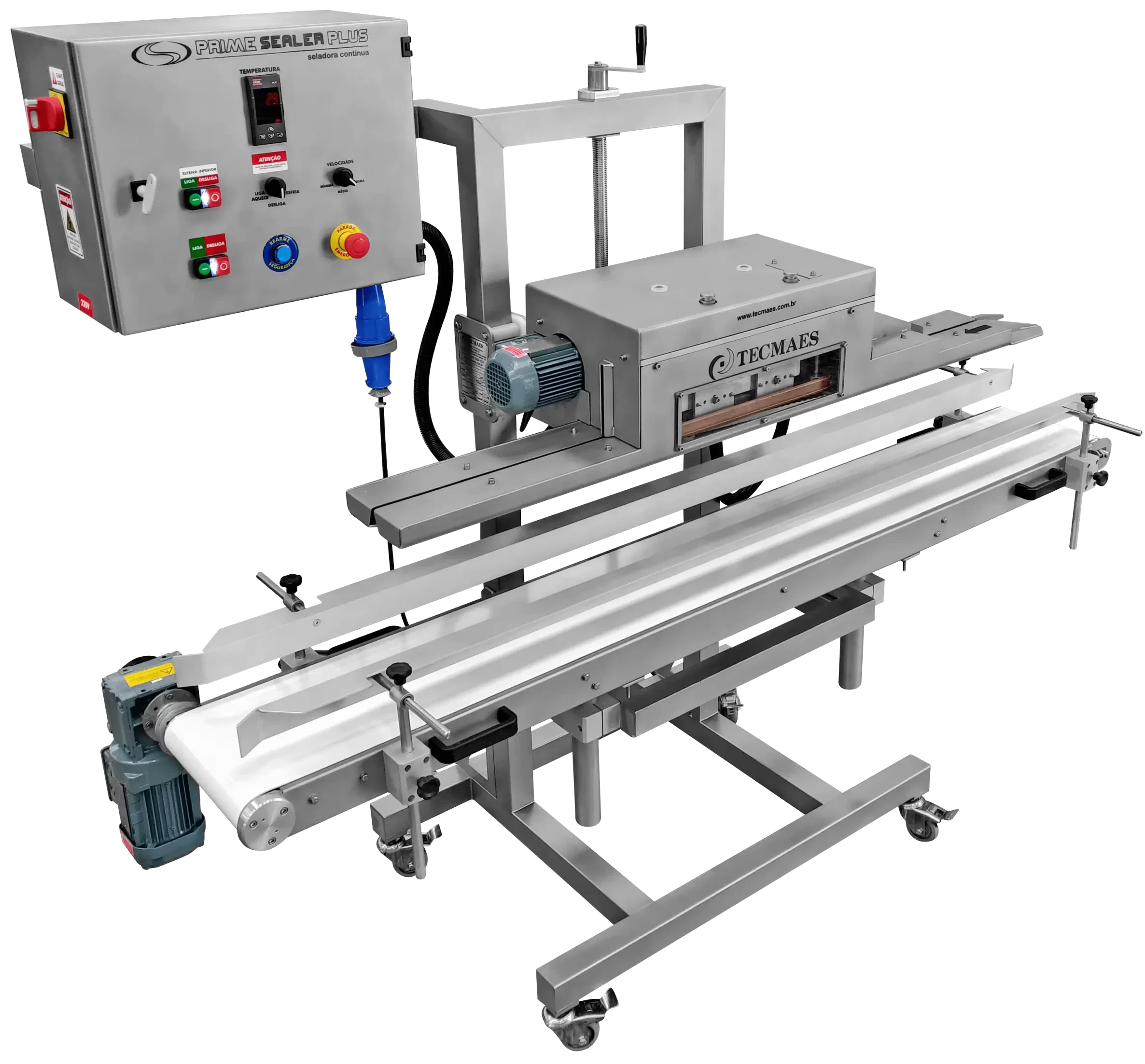 Seladora Térmica Contínua em INOX e esteira inferior TECMAES