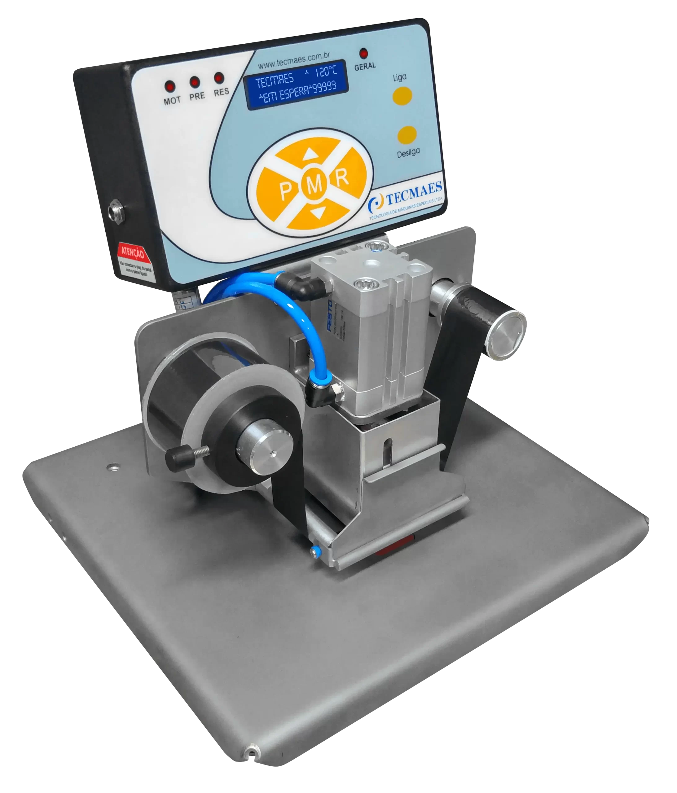 Termodatador de Bancada com alimentação pneumática, painel digital, utiliza Hot Stamping e cliches