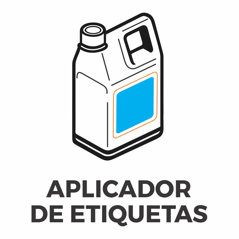 Exemplo de um galão aplicado por um aplicador de etiquetas.